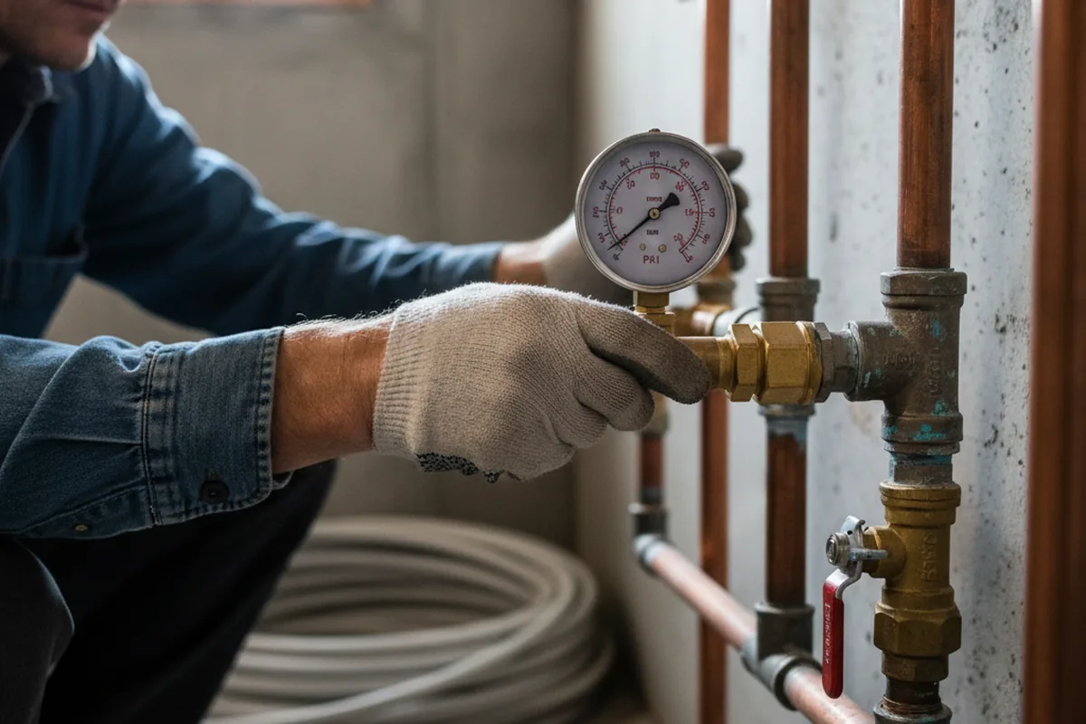 Pressure testing a repaired line during Water Line Repair in Hayden